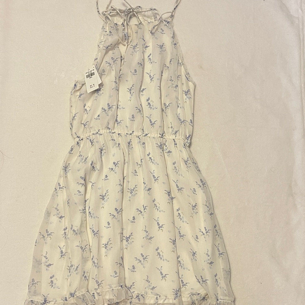 Floral Print Dress with Blue Accents